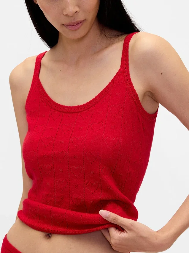 Camiseta sin mangas ligera de pijama con diseño de corazones en punto Pointelle CashSoft