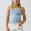 Camiseta sin mangas para niños con cuello cuadrado y tejido acanalado