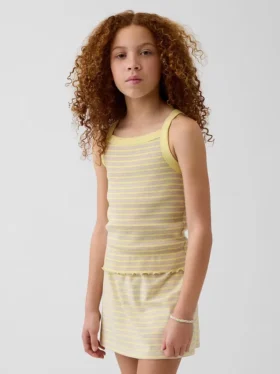 Camiseta sin mangas para niños con cuello cuadrado y tejido acanalado