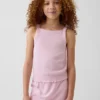 Camiseta sin mangas para niños con cuello cuadrado y tejido acanalado
