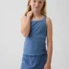 Camiseta sin mangas para niños con cuello cuadrado y tejido acanalado