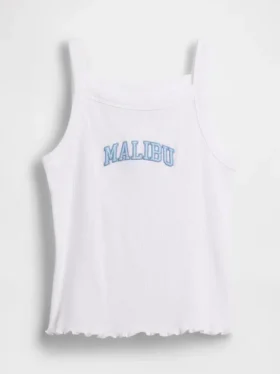 Camiseta sin mangas para niños con cuello cuadrado y tejido acanalado