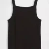 Camiseta sin mangas para niños con cuello cuadrado y tejido acanalado