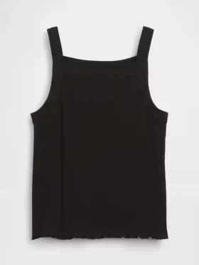Camiseta sin mangas para niños con cuello cuadrado y tejido acanalado