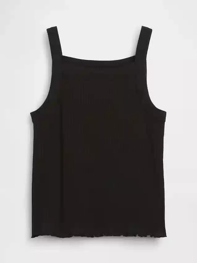 Camiseta sin mangas para niños con cuello cuadrado y tejido acanalado