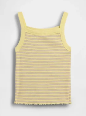 Camiseta sin mangas para niños con cuello cuadrado y tejido acanalado