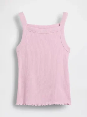 Camiseta sin mangas para niños con cuello cuadrado y tejido acanalado