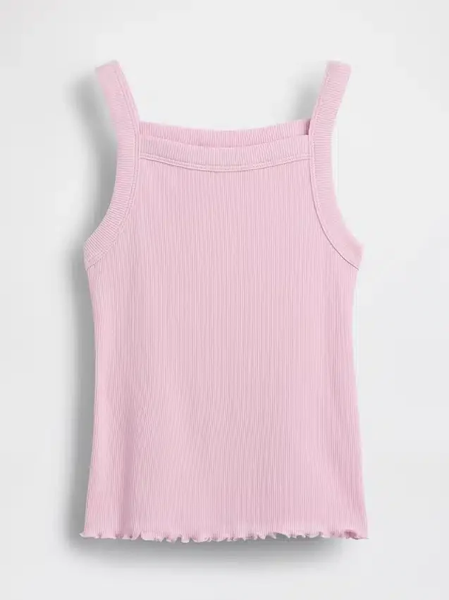 Camiseta sin mangas para niños con cuello cuadrado y tejido acanalado