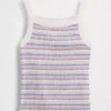 Camiseta sin mangas para niños con cuello cuadrado y tejido acanalado