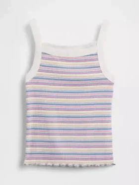 Camiseta sin mangas para niños con cuello cuadrado y tejido acanalado