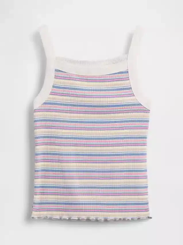 Camiseta sin mangas para niños con cuello cuadrado y tejido acanalado