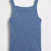 Camiseta sin mangas para niños con cuello cuadrado y tejido acanalado