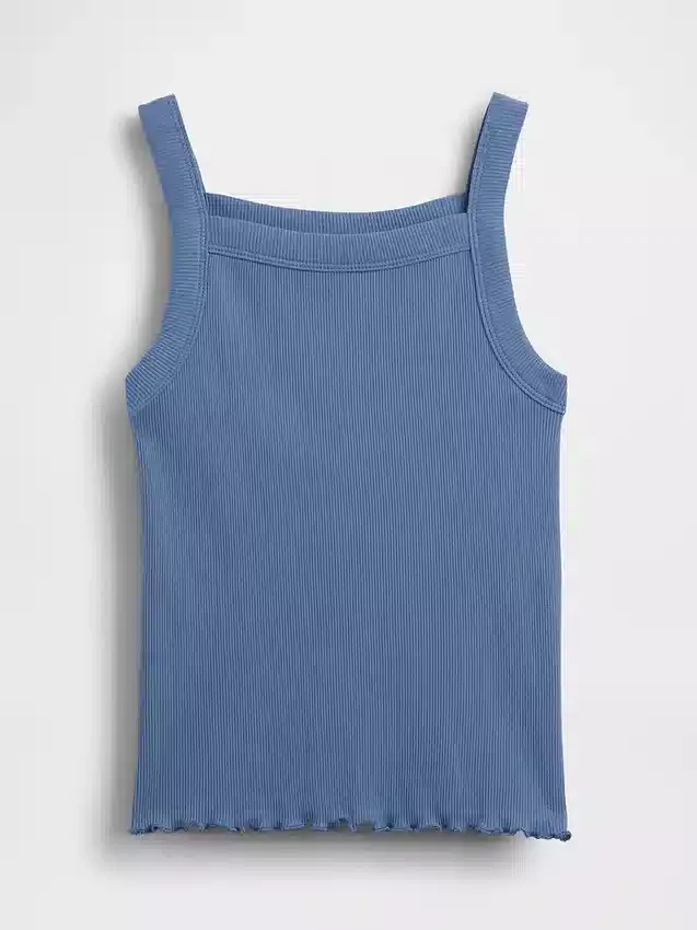 Camiseta sin mangas para niños con cuello cuadrado y tejido acanalado