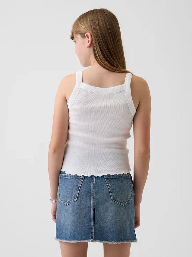 Camiseta sin mangas para niños con cuello cuadrado y tejido acanalado