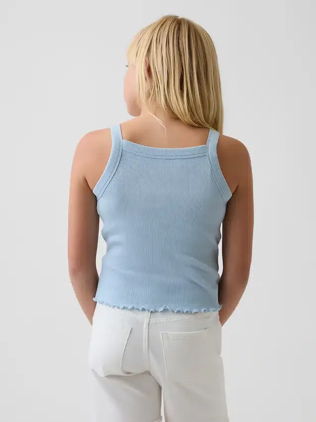 Camiseta sin mangas para niños con cuello cuadrado y tejido acanalado