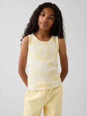 Camiseta sin mangas para niños con efecto tie-dye y tejido acanalado