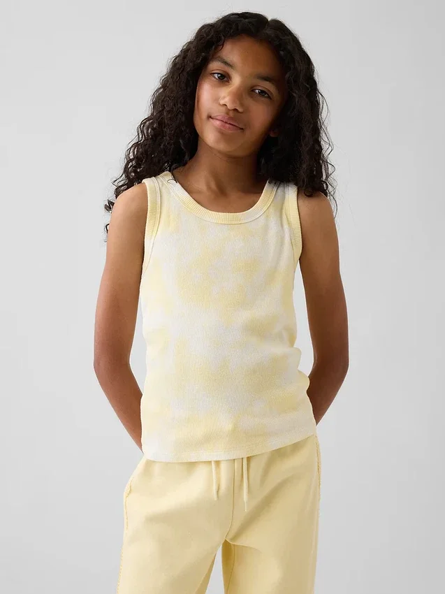 Camiseta sin mangas para niños con efecto tie-dye y tejido acanalado