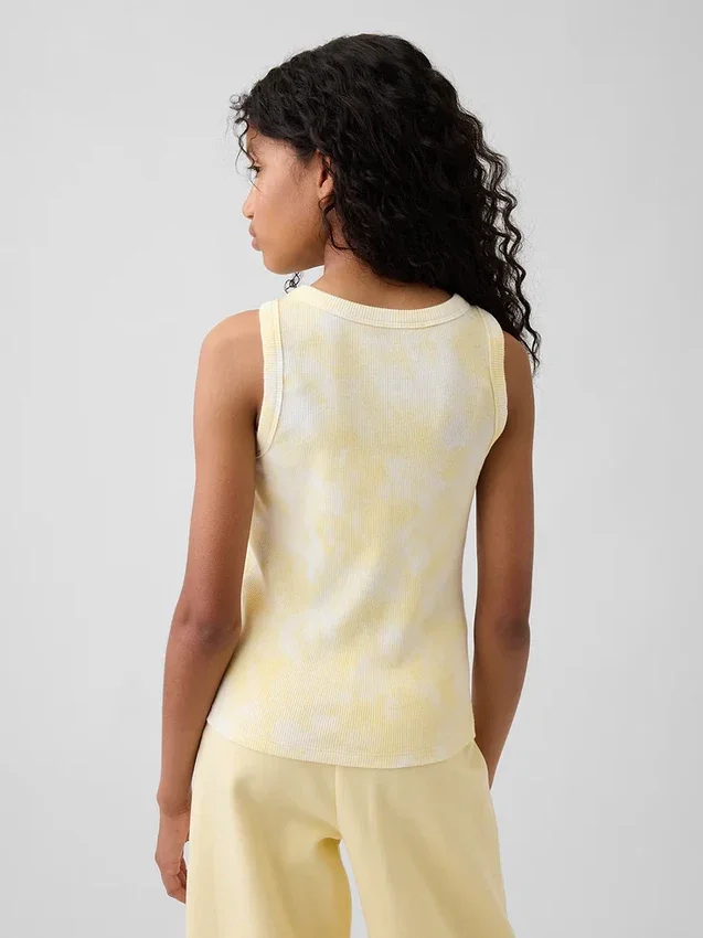 Camiseta sin mangas para niños con efecto tie-dye y tejido acanalado
