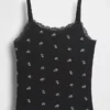 Camiseta sin mangas para niños con ribete de encaje y tejido tipo waffle