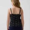 Camiseta sin mangas para niños con ribete de encaje y tejido tipo waffle