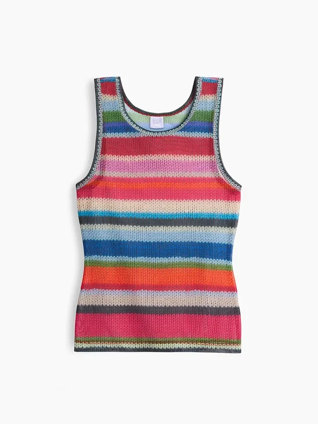 Camiseta sin mangas transparente «Happy Stripe» de Gapstudio