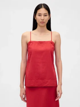 Camiseta sin tirantes de mezcla de lino