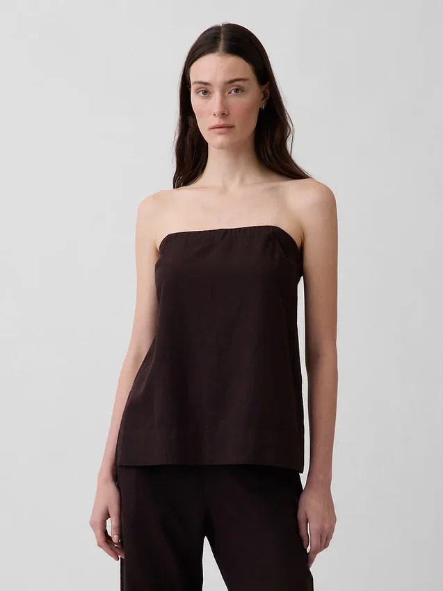 Camiseta sin tirantes de mezcla de lino