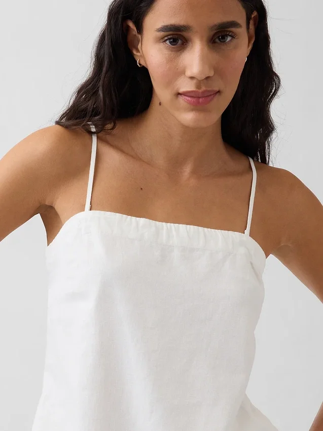 Camiseta sin tirantes de mezcla de lino