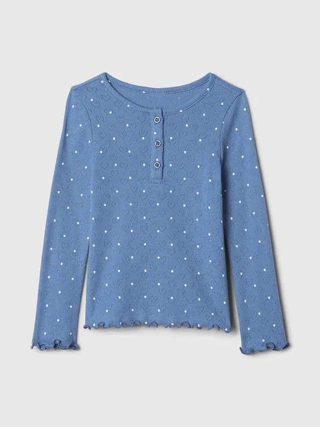 Camiseta tipo Henley de punto calado para bebés y niños pequeños
