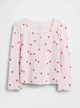 Camiseta tipo Henley de punto calado para bebés y niños pequeños