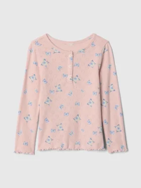 Camiseta tipo Henley de punto calado para bebés y niños pequeños