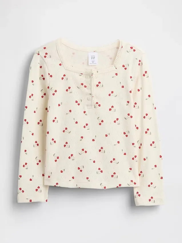 Camiseta tipo Henley de punto calado para bebés y niños pequeños
