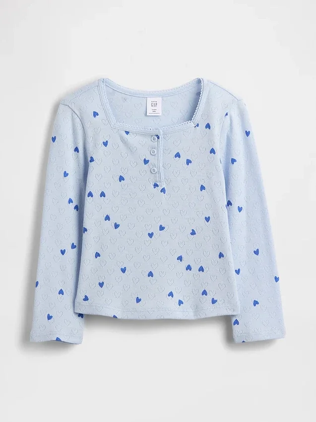 Camiseta tipo Henley de punto calado para bebés y niños pequeños