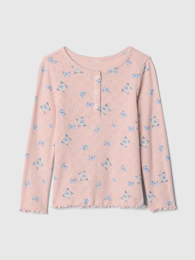 Camiseta tipo Henley de punto calado para bebés y niños pequeños