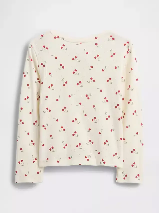 Camiseta tipo Henley de punto calado para bebés y niños pequeños