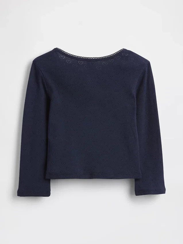 Camiseta tipo Henley de punto calado para bebés y niños pequeños
