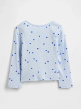Camiseta tipo Henley de punto calado para bebés y niños pequeños