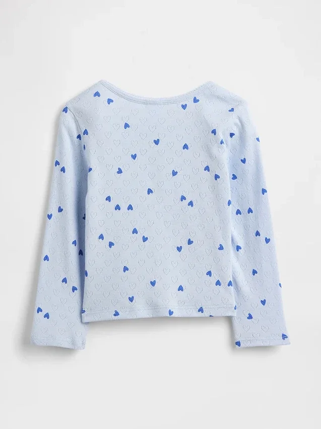 Camiseta tipo Henley de punto calado para bebés y niños pequeños