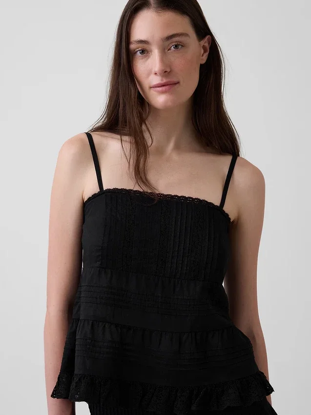 Camisola con ribete de encaje