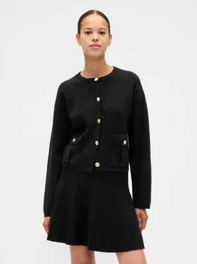 Cardigan con bolsillos de mezcla de algodón