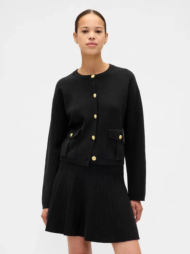 Cardigan con bolsillos de mezcla de algodón