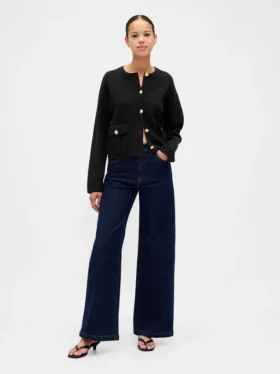 Cardigan con bolsillos de mezcla de algodón
