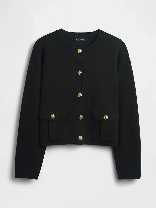 Cardigan con bolsillos de mezcla de algodón