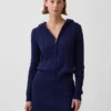 Cardigan con cremallera de punto trenzado 100 % algodón