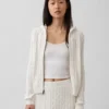 Cardigan con cremallera de punto trenzado 100 % algodón