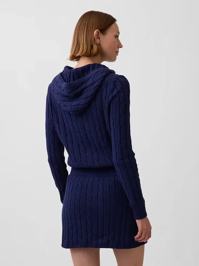 Cardigan con cremallera de punto trenzado 100 % algodón