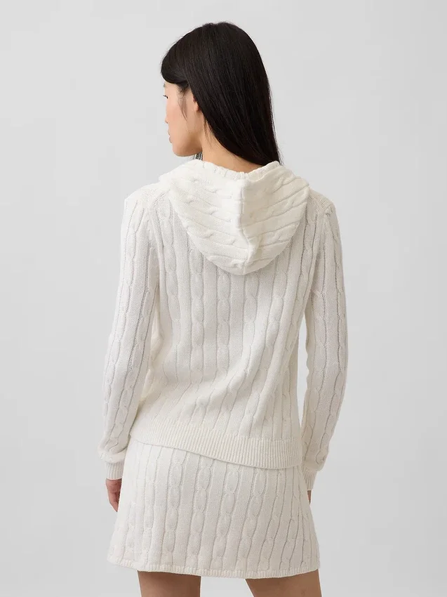Cardigan con cremallera de punto trenzado 100 % algodón
