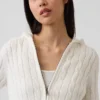 Cardigan con cremallera de punto trenzado 100 % algodón