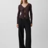 Cardigan con lazo delantero de mezcla de lino
