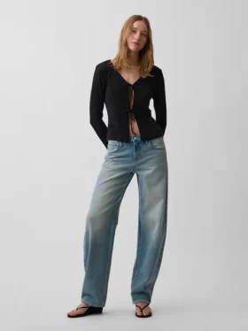 Cardigan con lazo delantero de mezcla de lino